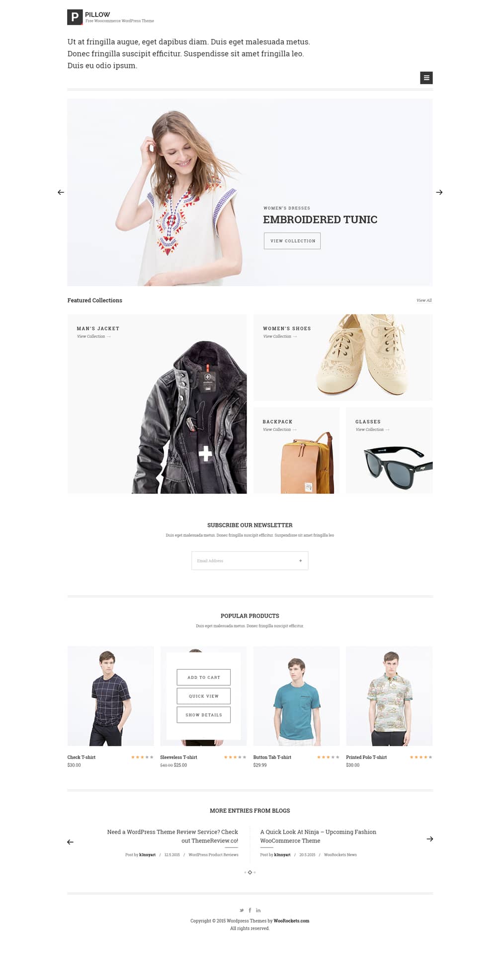 Pillow Free Minimal eCommerce Web Template PSD