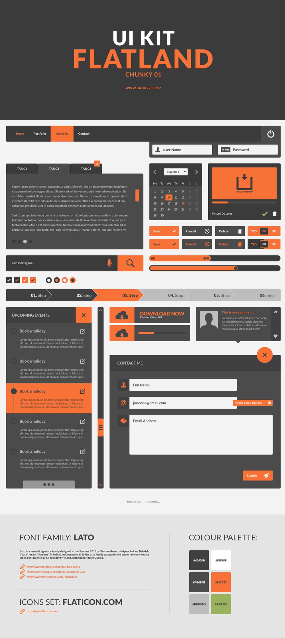 Flatland - Free UI Kit PSD