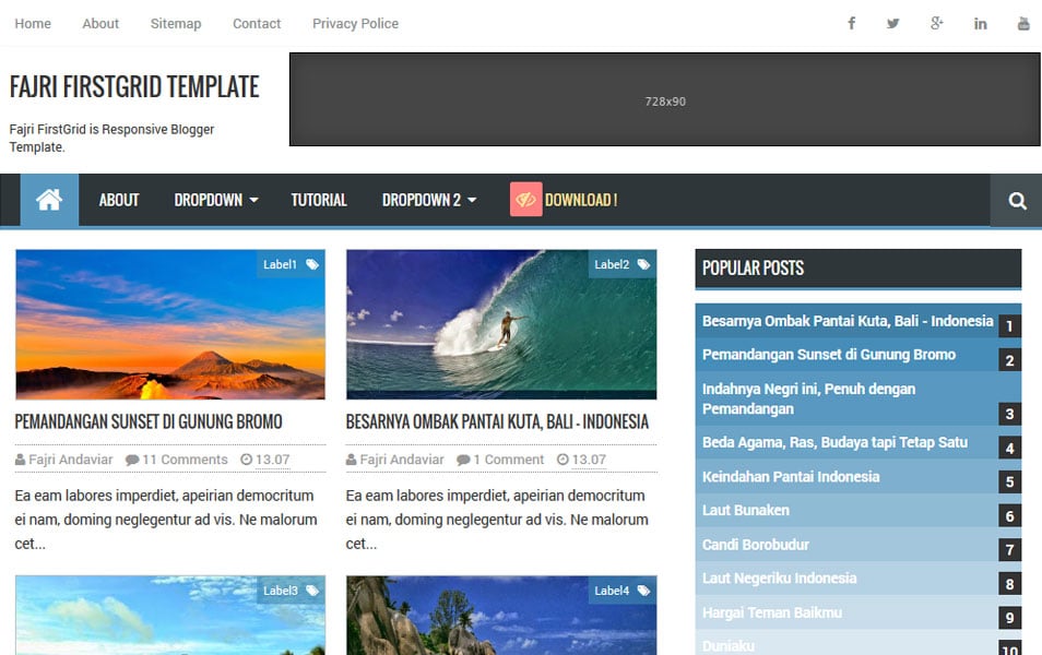 Fajri FirstGrid Responsive SEO Blogger Templates 