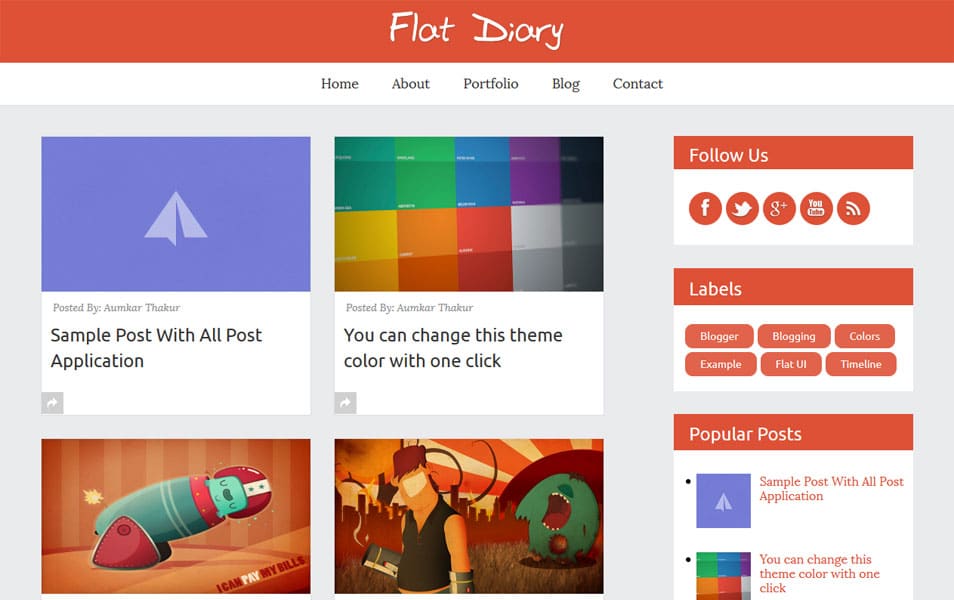 Flat Diary - Premium Responsive Blogger Template