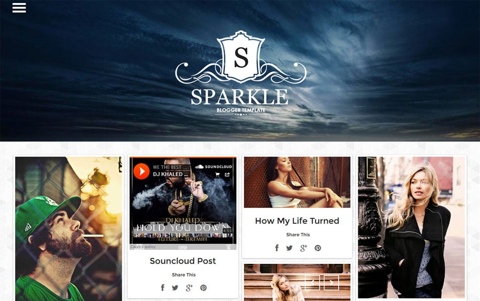 Sparkle Grid Responsive Blogger Template