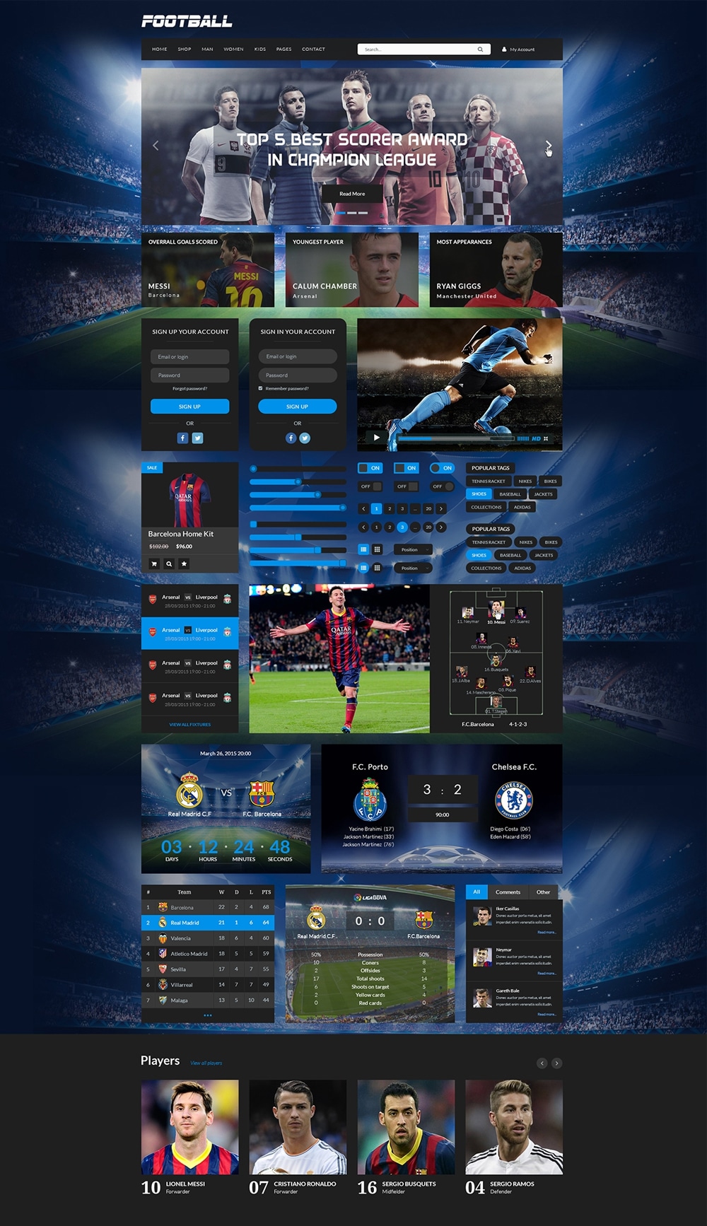 Sport Free UI Kit PSD