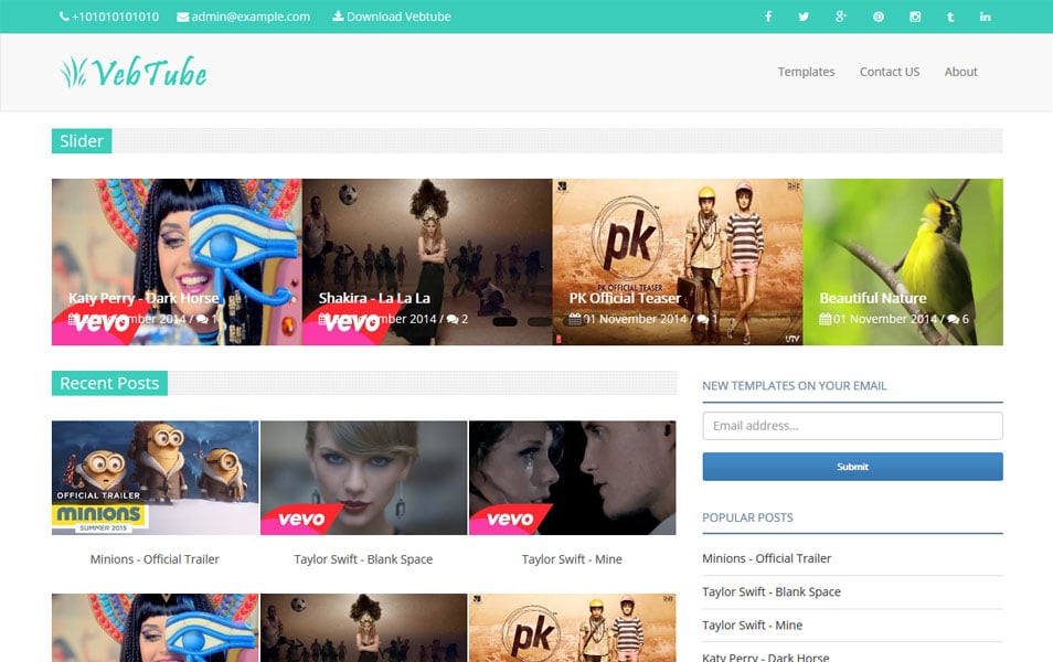 Vebtube Responsive Video Blogger Template