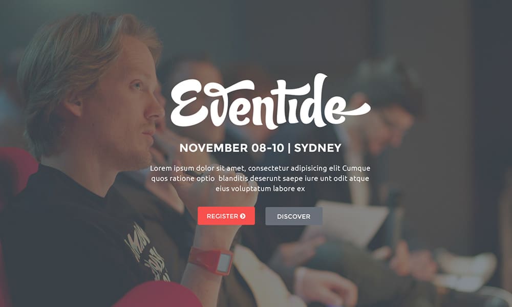 Eventide - Free Landing Page Web Template PSD