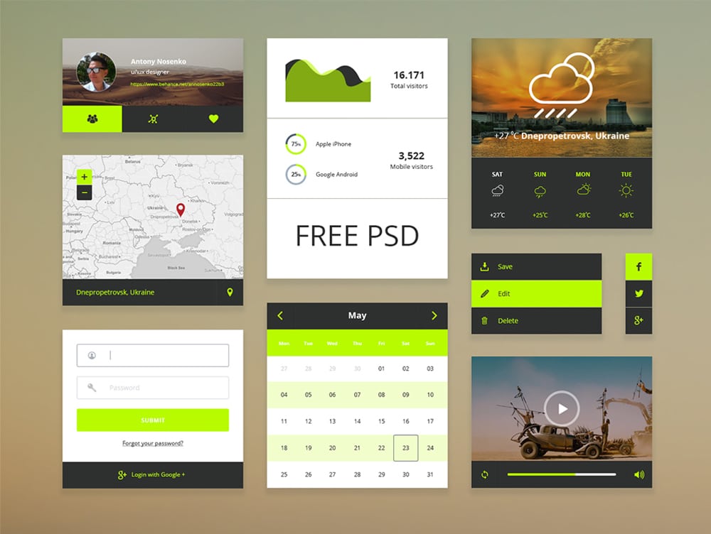 Free Minimal UI Kit PSD