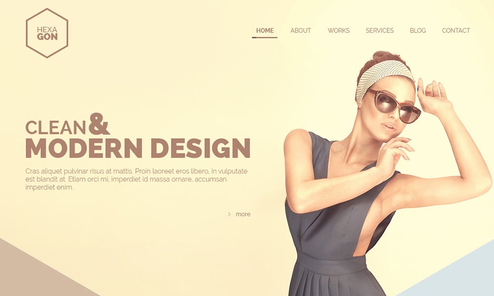Hexagon - Free One Page Portfolio Web Template PSD
