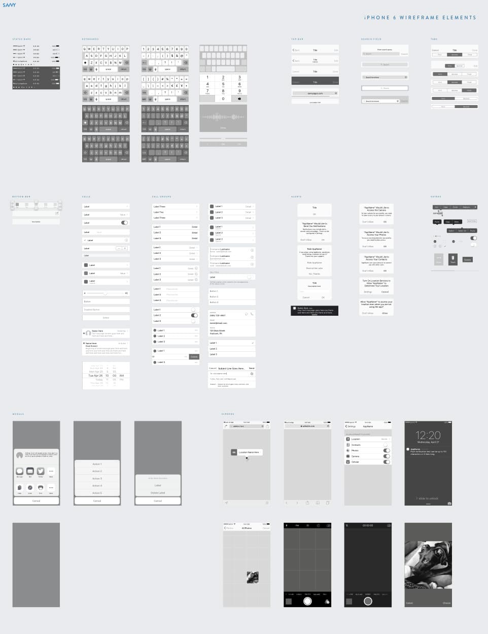 Savvy - iOS Wireframe Kit for Sketch