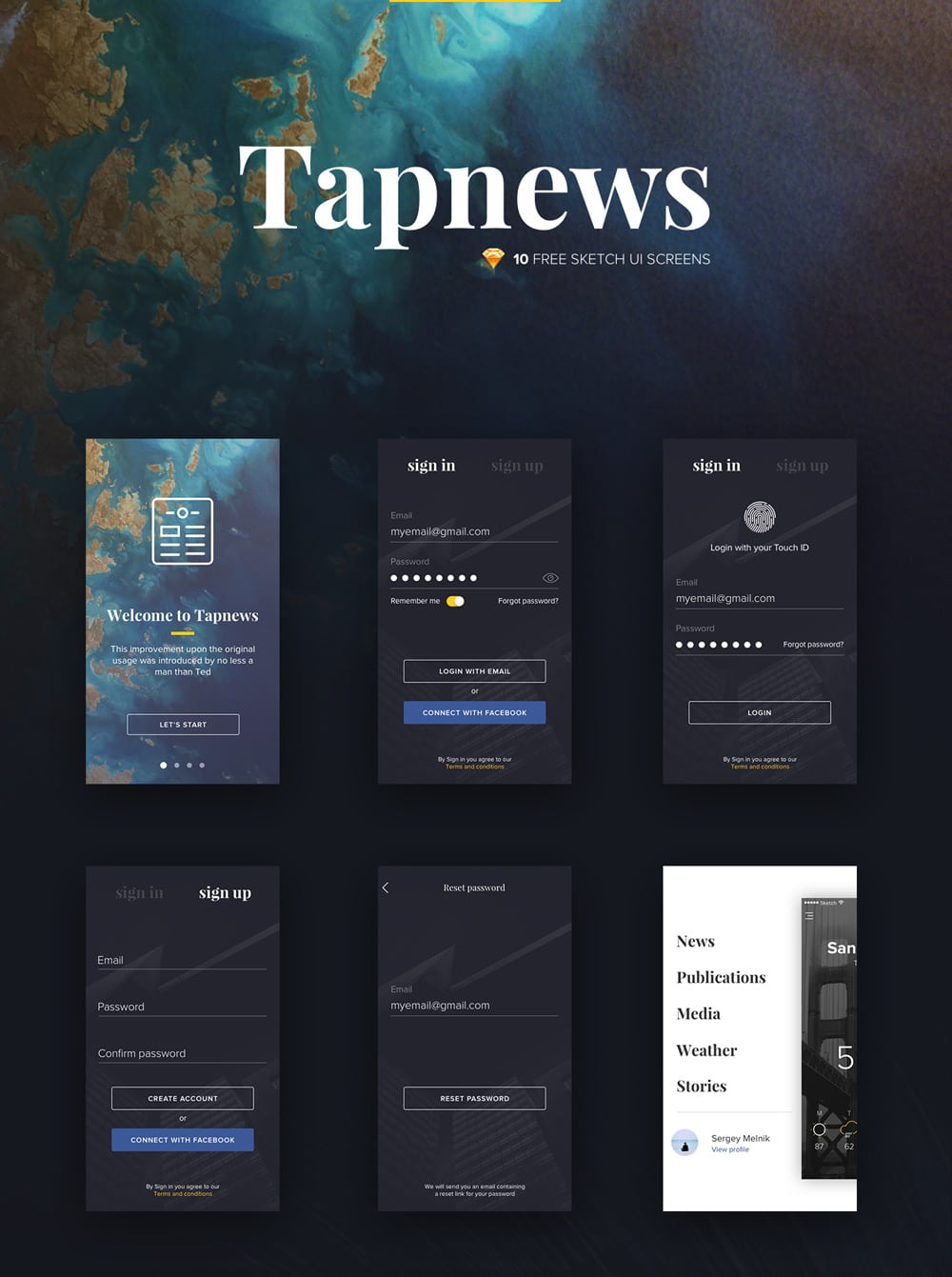 Tapnews - Free Mobile UI Kit