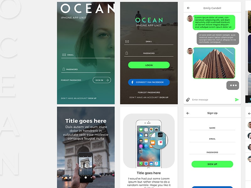 ocean - Free Mobile UI Kit PSD