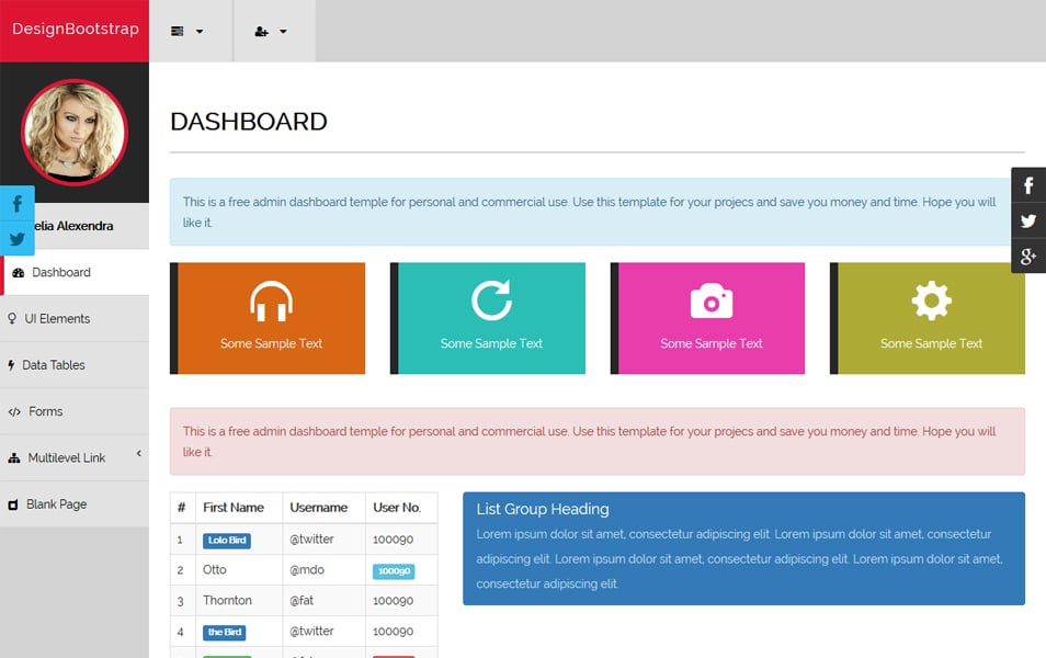 Free Bootstrap Admin Template
