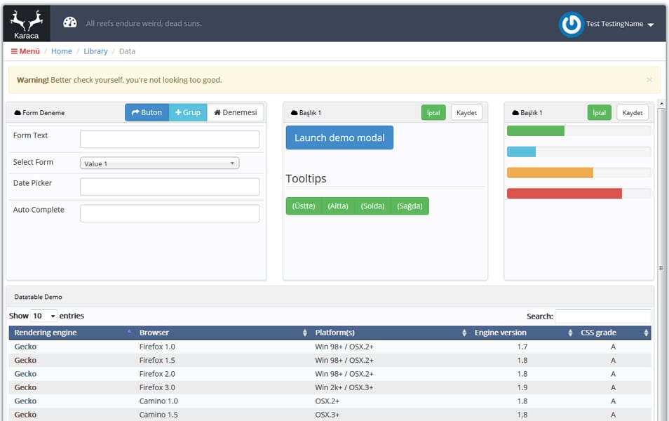 Karaca Bootstrap Admin Theme