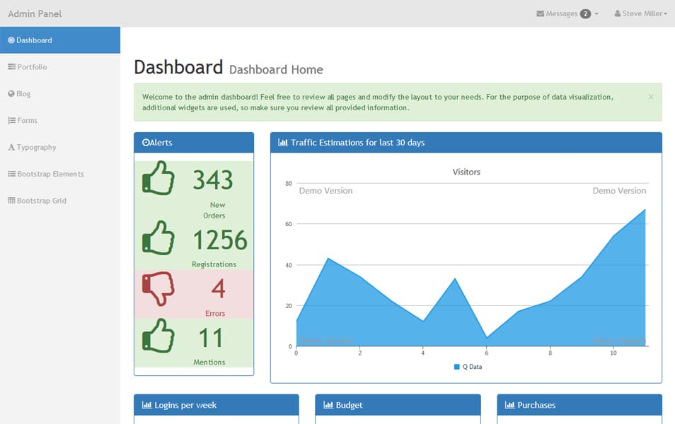 Light Way Admin Bootstrap Theme