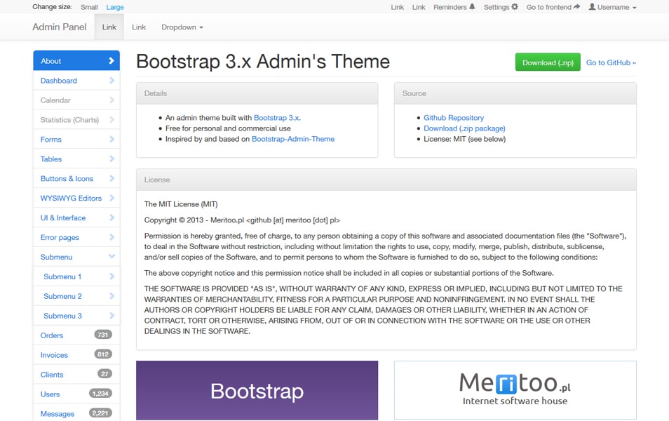Meritoo Bootstrap 3 Admin Theme