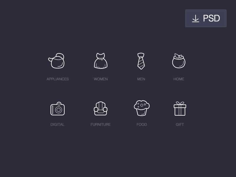 Outline Icons for Shopping