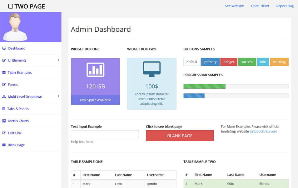 Two Page - Free bootstrap admin template