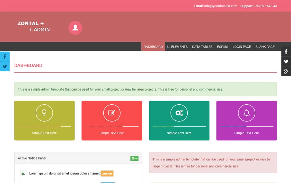 Zontal Admin - Free Responsive Admin Template