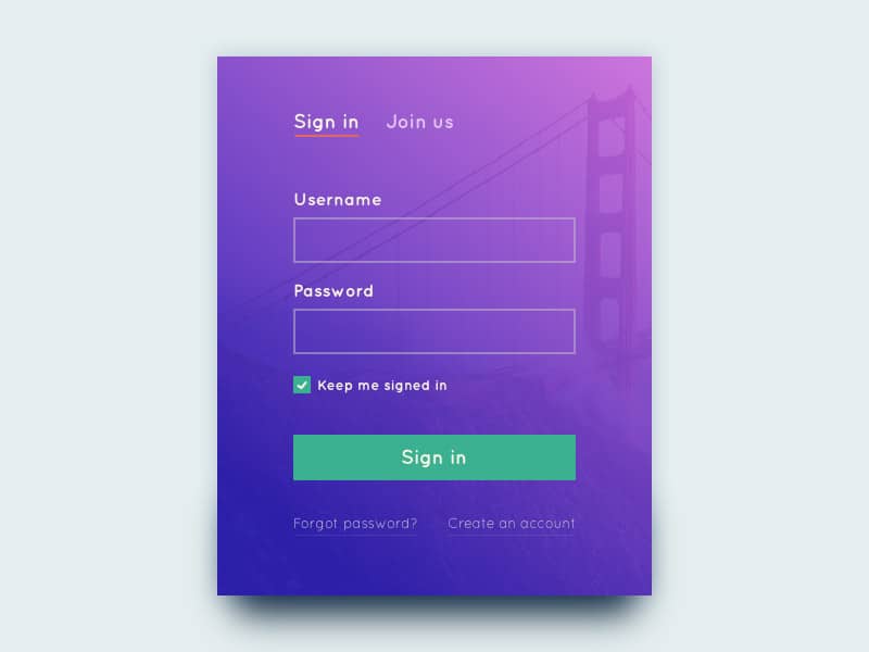 Sign in Form PSD