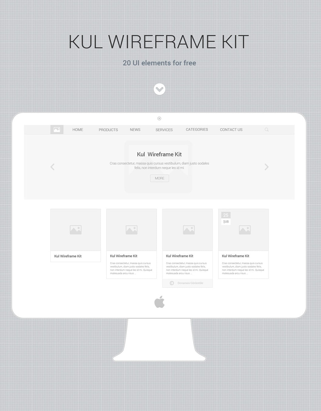 Kul Wireframe UI Kit PSD