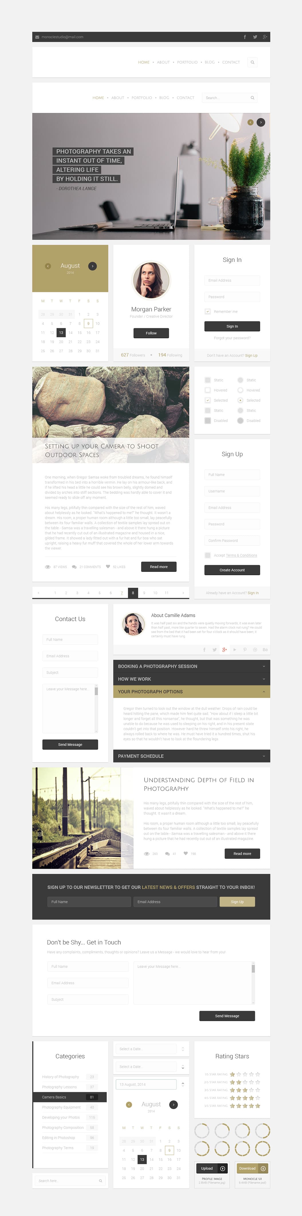 Monocle UI Elements PSD