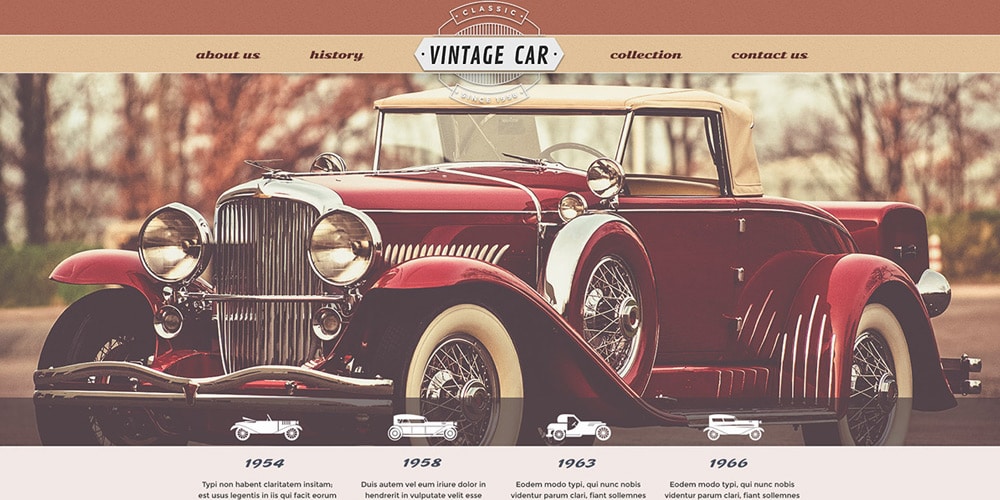 Vintage Car Free Web Template PSD