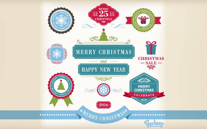 Blue and Red Christmas Stickers