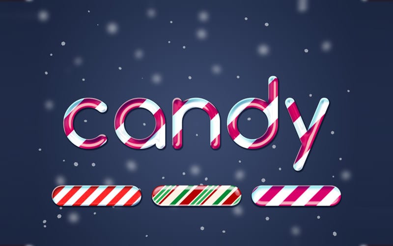 Free Candy Cane Text Effect PSD