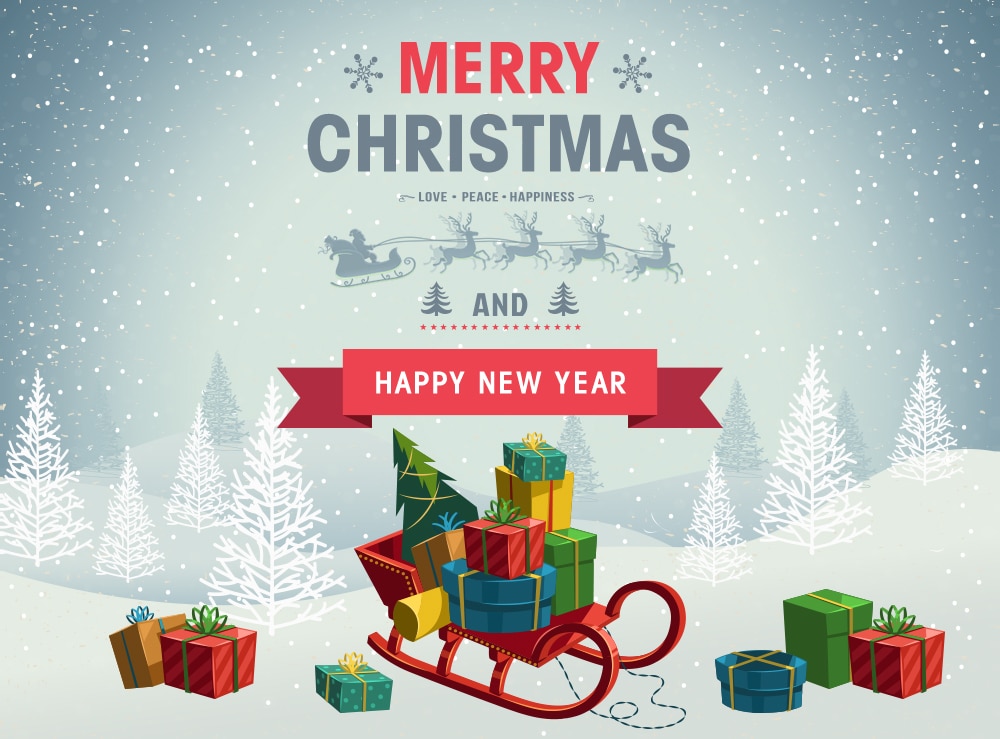 Christmas Background with Gift Boxes PSD