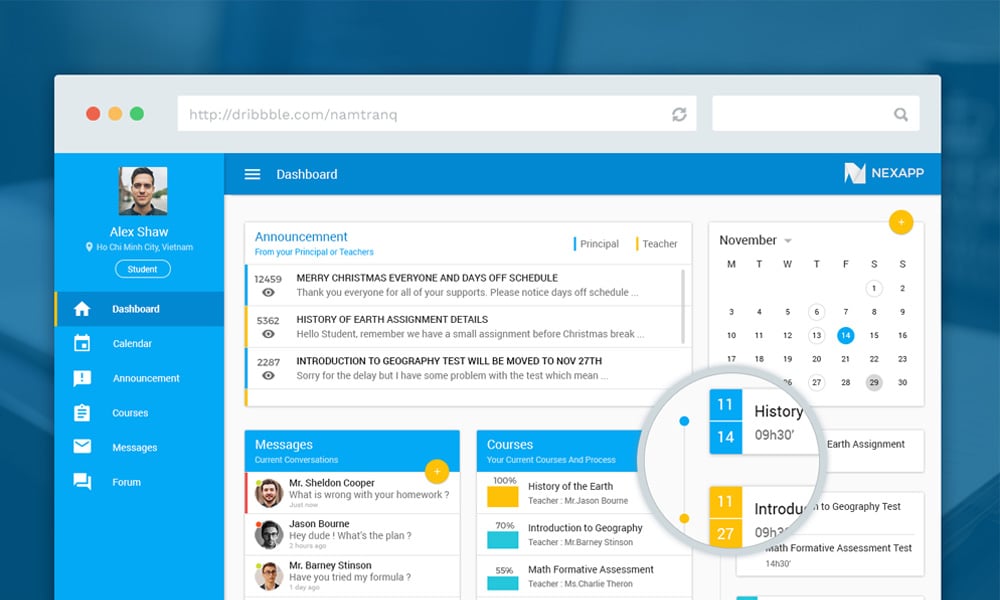 Free Education Dashboard UI PSD
