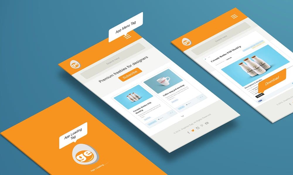 Free Perspective App Mockup PSD