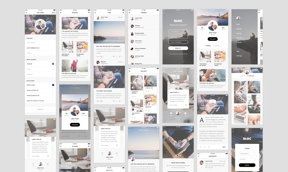 Free Sketch Blog UI kit