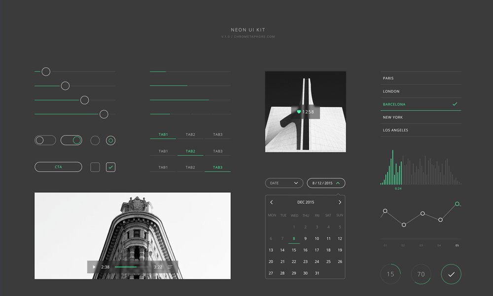 Neon UI Kit PSD