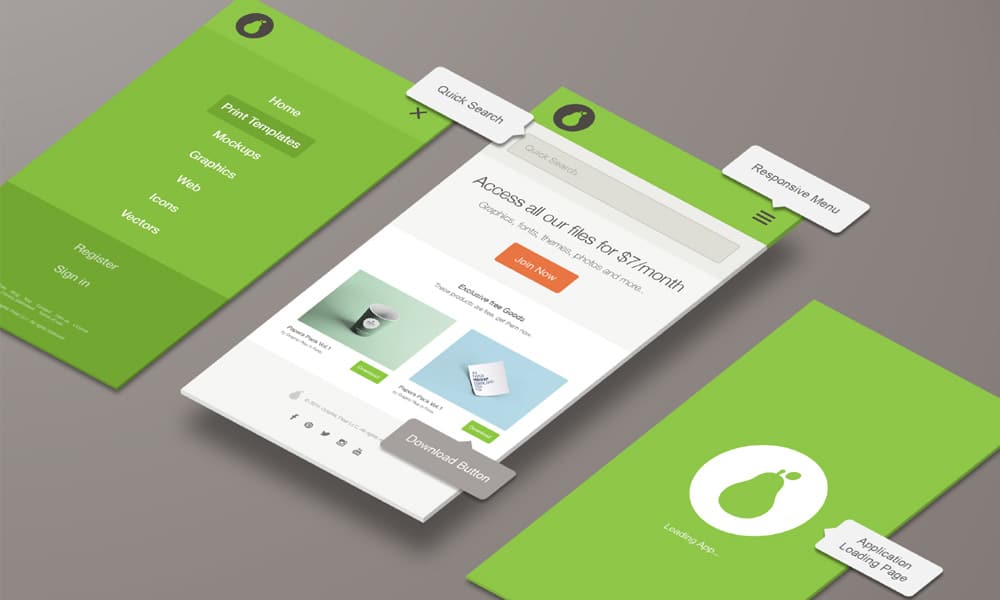 Perspective App Screen Mockup PSD