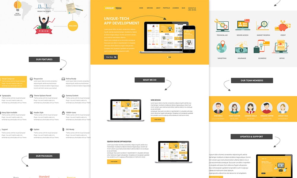 Unique Tech Free Corporate Web Template PSD