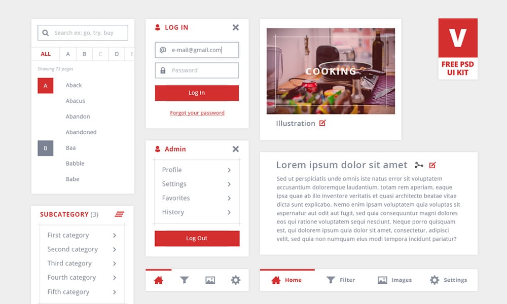 V - Free UI Kit PSD