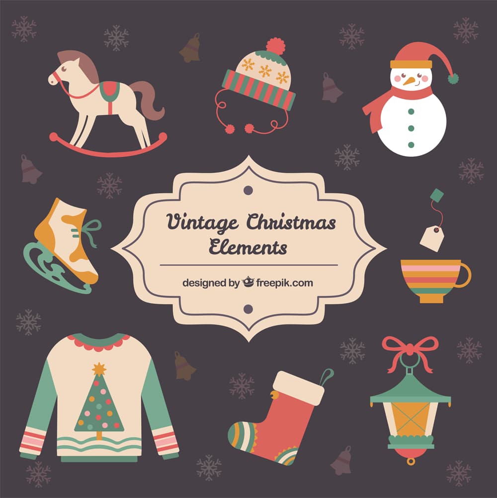 Vintage Christmas Elements Vector