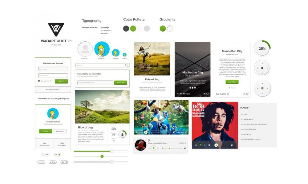 Waqart UI Kit PSD
