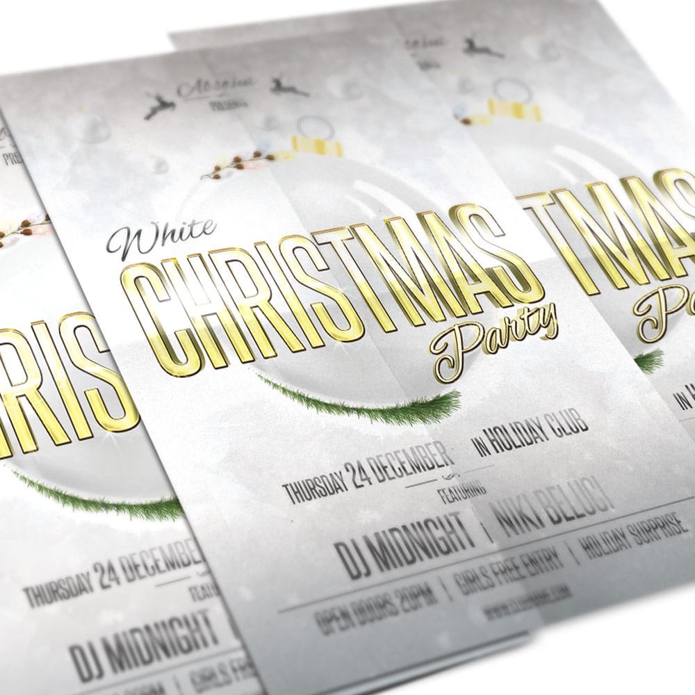White Christmas Party Flyer PSD