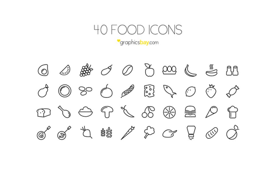 40 Food Icons PSD