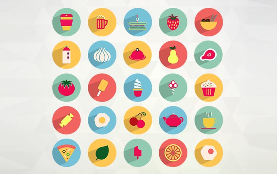50 Flat Food and Drink Icons