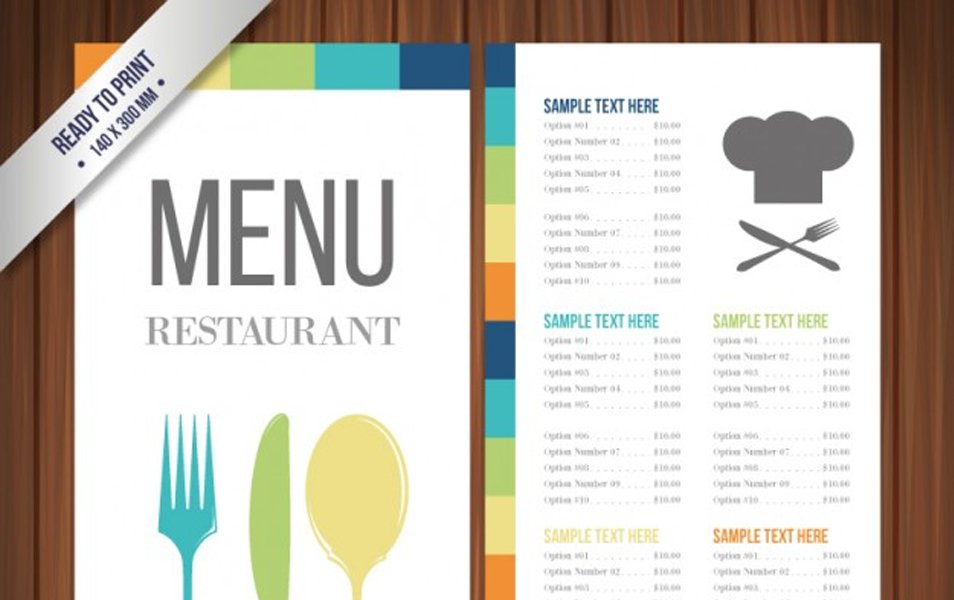 Colorful menu template