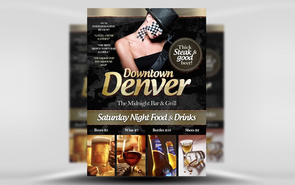 Downtown Denver Free Bar Flyer Template