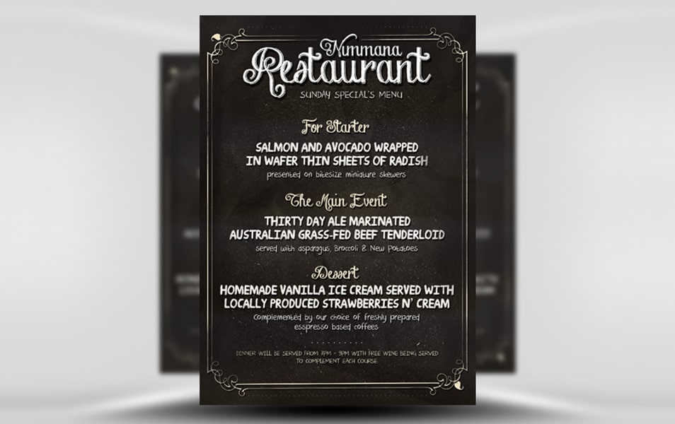 Free Chalk Board Menu PSD Flyer Template