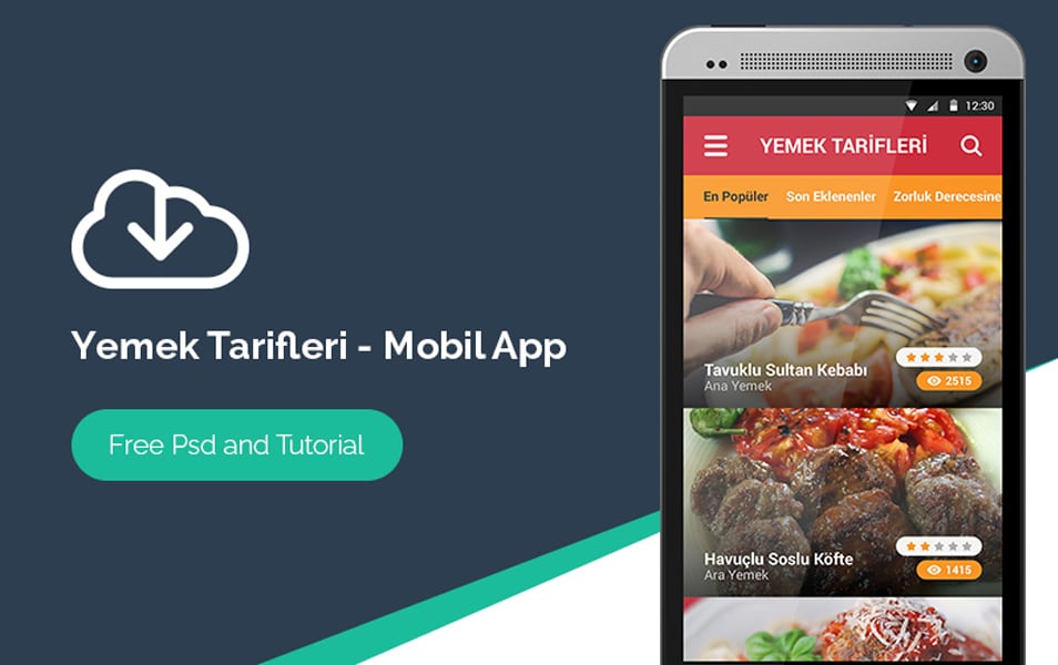 Yemek Tarifleri (Recipes) - Andriod Mobile App Free Psd