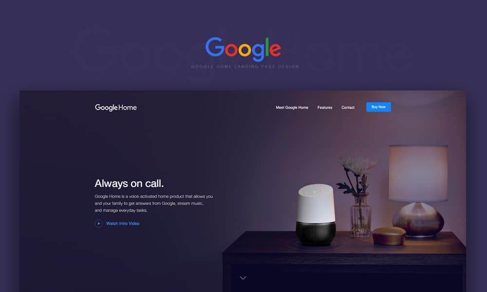 Google Home Landing Page Concept