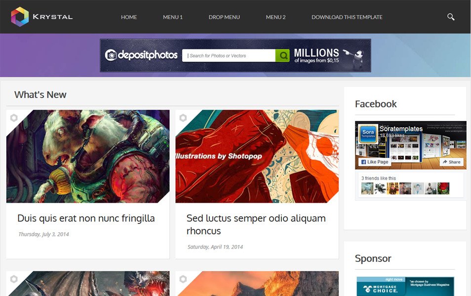 Krystal Responsive Magazine Blogger Template