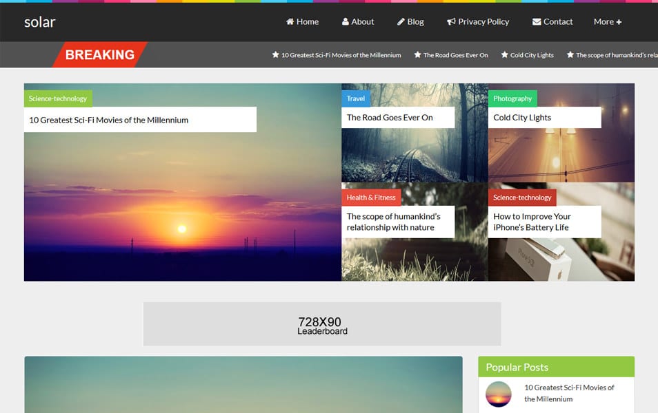 Solar Magazine Style Responsive Blogger Template