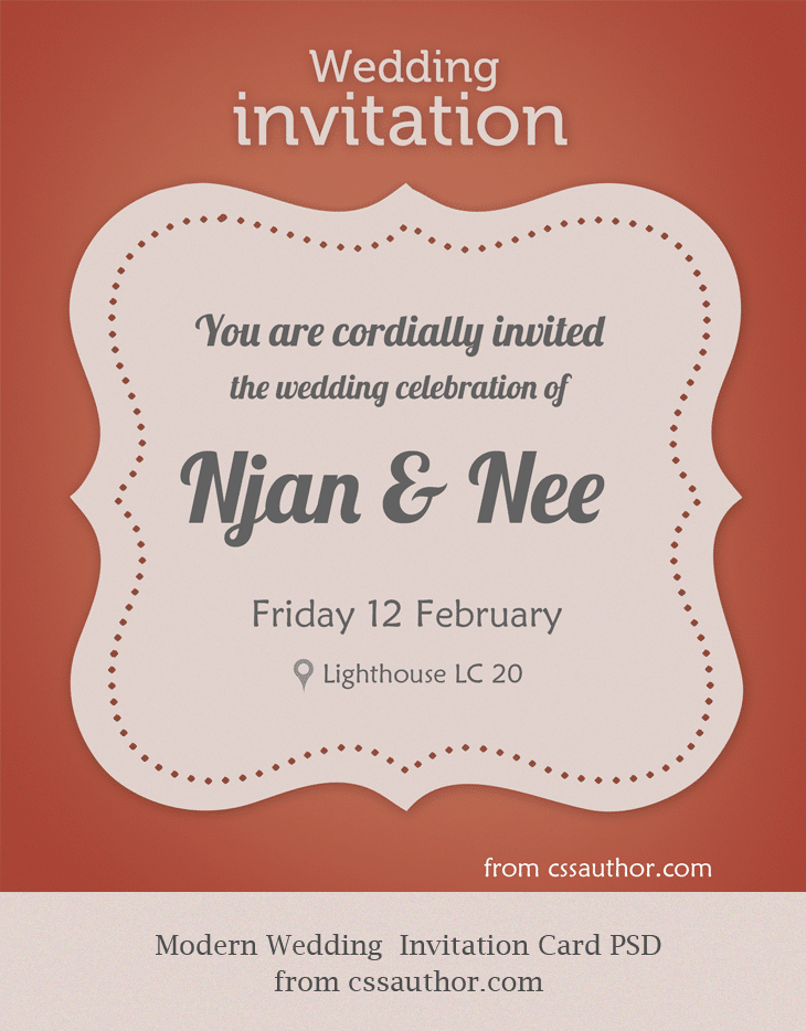 Modern Wedding Invitation Card PSD for Free Download 