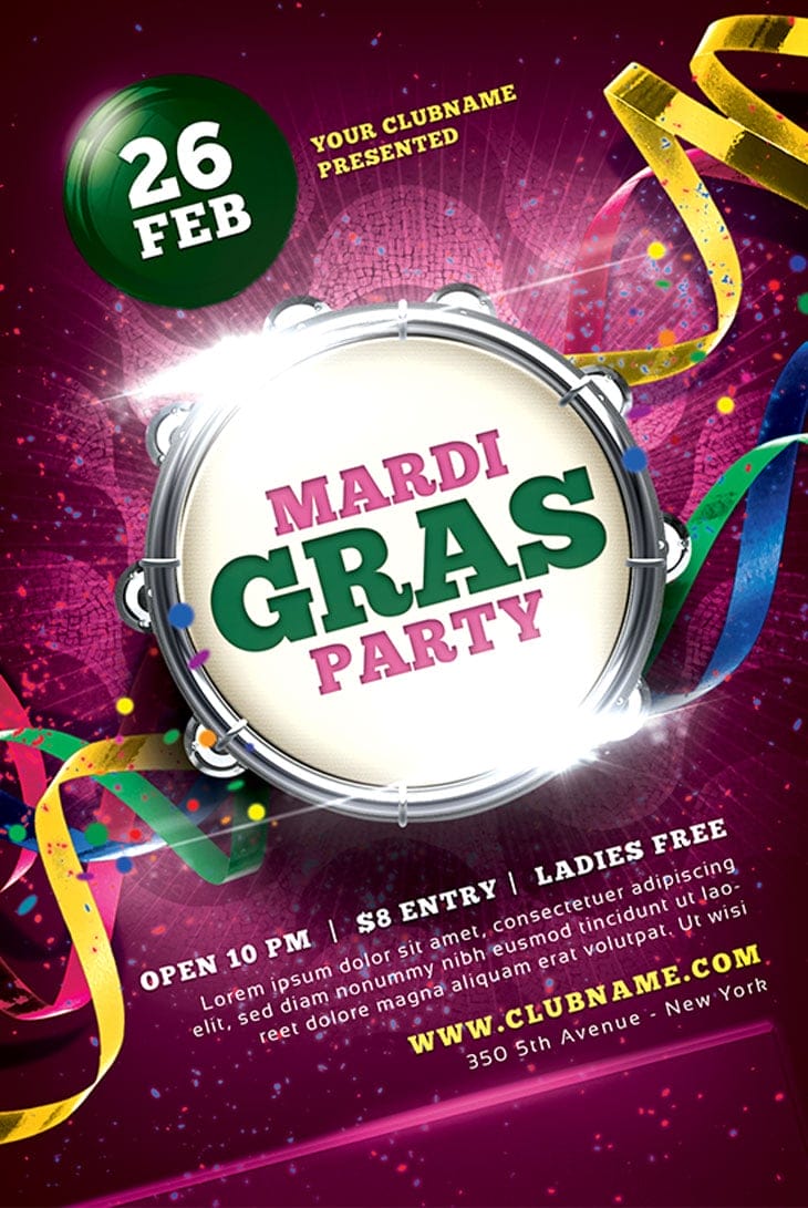 Carnaval Mardi Gras 2013 Flyer Template