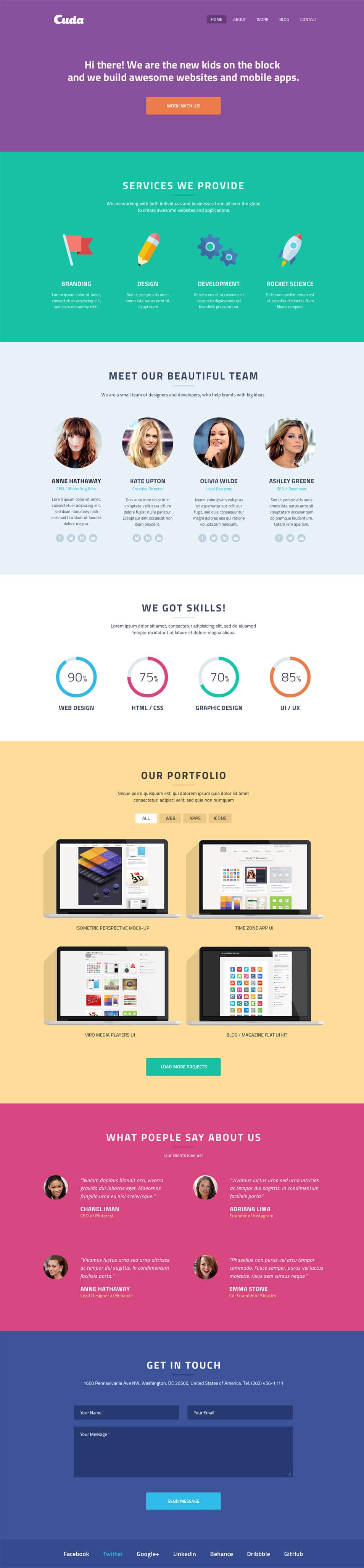 single page web templates