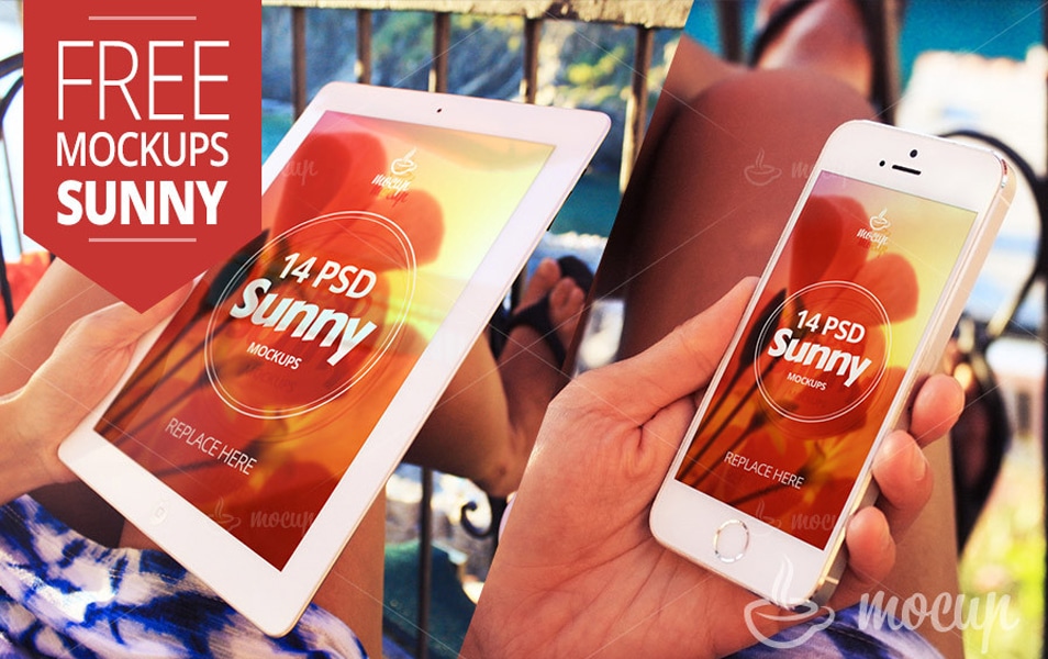 Free iPad and iPhone MockUps Sunny